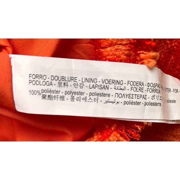 Zara Blogger’s Favorite Orange Textured Collared Frayed Hem Short Jacket, Large - Picture 16 of 16